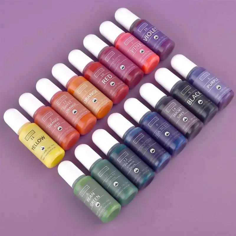 Description Picture 6 of item16 Colors Candle Wax Pigment Colorant Non-Toxic Soy Candle Wax Pigment 10ml DIY Aromatherapy Soap Dyes Candle Handmade Supplies