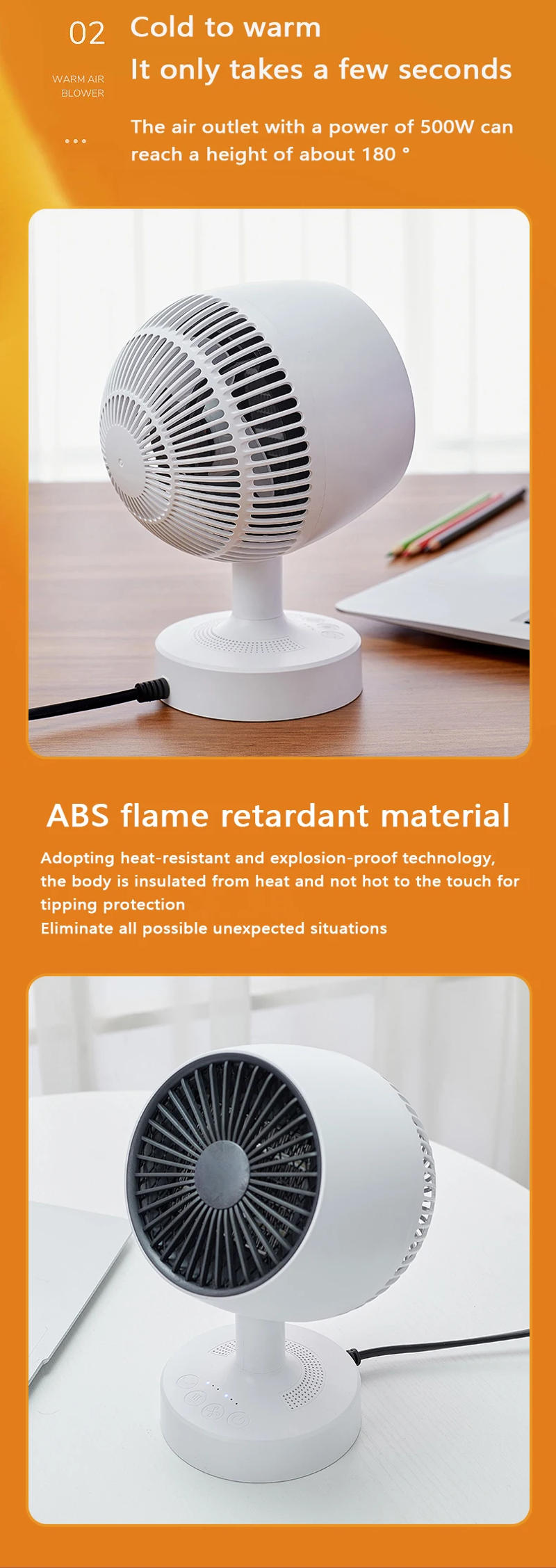 Description Picture 4 of itemMini desktop heater office small household electric heater silent shaking head small sun heater