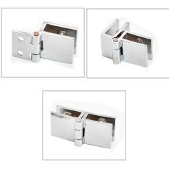 90 180 Degree Bilateral Glass Clip Zinc Alloy Cabinet Door Hinge Punch-free Furniture Glass Cupboard Clamp Furniture Hardware