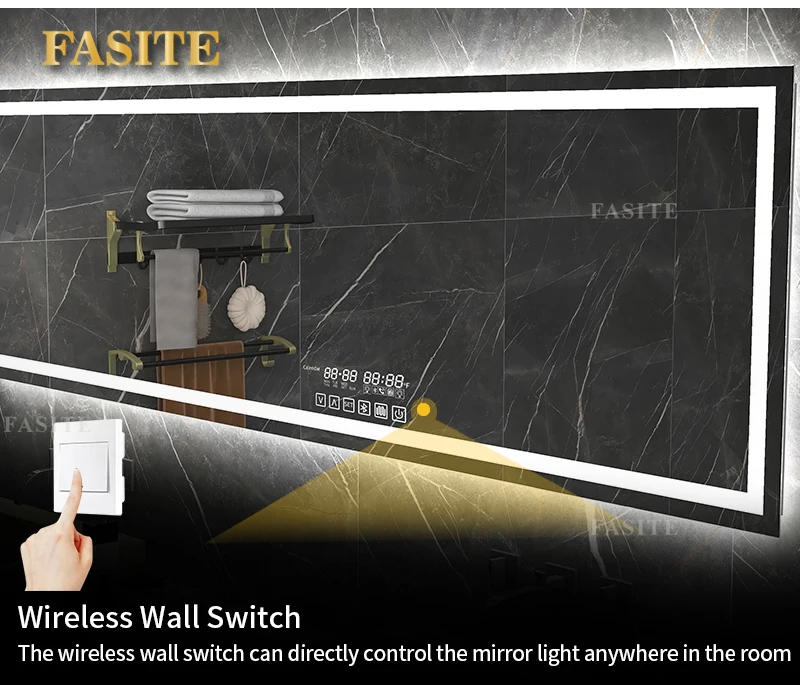 Description Picture 4 of itemFogless Smart Bathroom Mirror With Bluetooth Speaker Aesthetic Shower Nordic Touch Control Led Lighting Makeup Home Decor WWHYH