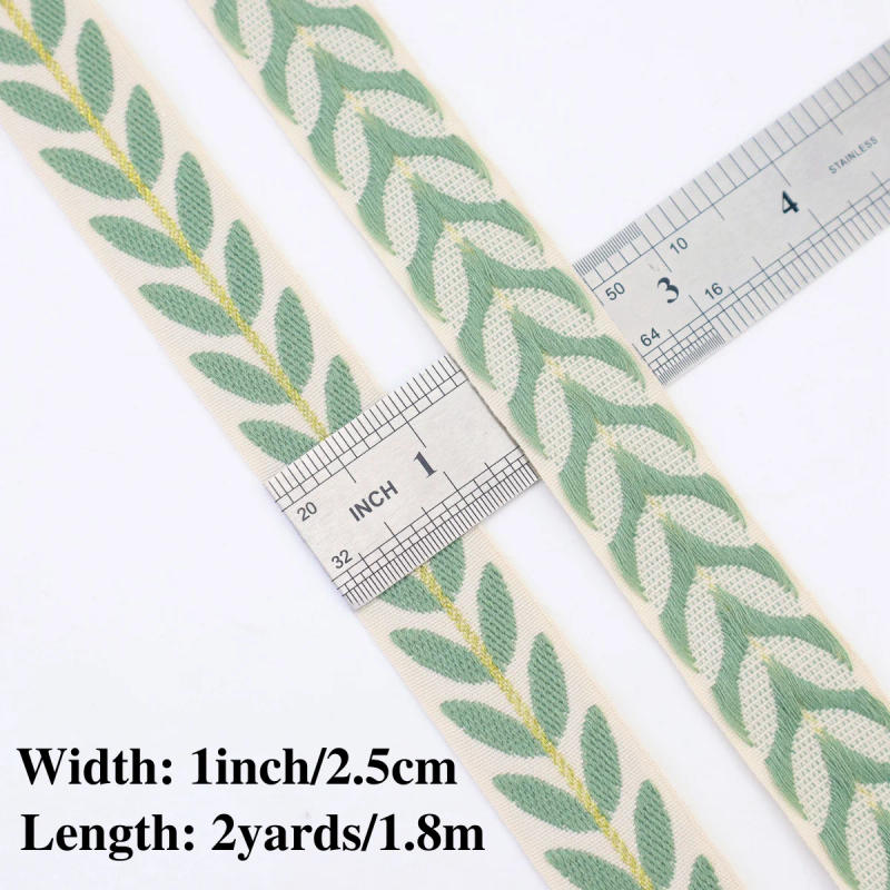 Description Picture 4 of item2 Yards Embroidery Ribbon Leaf Ribbon Trim for Sewing, DIY Carfts, Gift Packaging