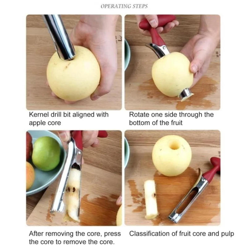 Description Picture 3 of itemStainless Steel Apple Core Cutter Knife Corers Fruit Slicer Multi-function Cutting Vegetable Pear Core Removed Kitchen Tools