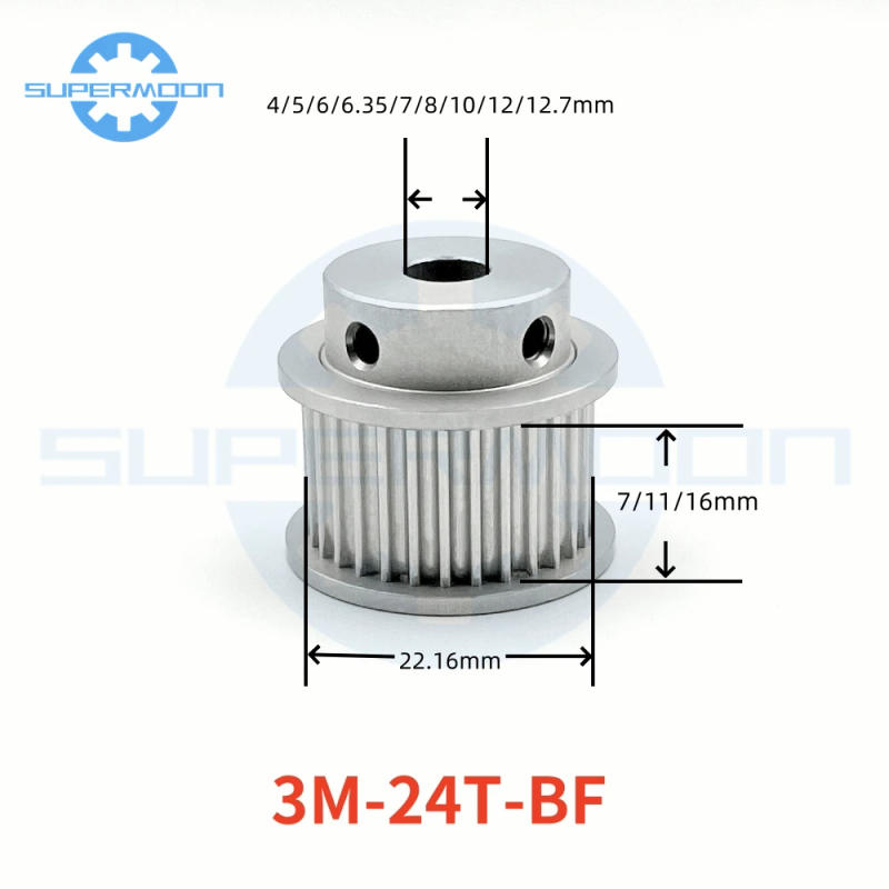 Description Picture 2 of itemHTD 3M 24 Teeth Timing Pulley Bore 4/5/6/6.35/7/8/10/12/12.7mm For Belt Width 6-15mm Aluminum Alloy Transmission Gear Pulley