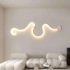 Curve Wrought Iron Wall Lamp Creative White Metal LED Luminous Indoor Lighting Simple Bedroom Stair Background Wandlamp 2024