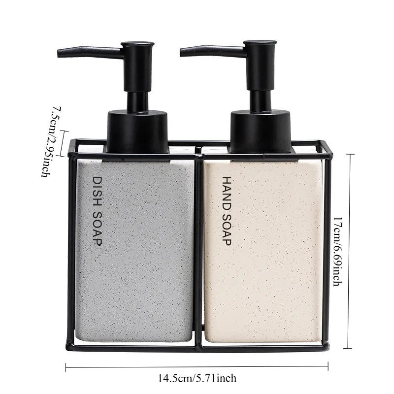 Description Picture 5 of item330ml Bathroom Soap 2pcs Ceramics Dispensers Refillable Holder Portable Travel Dispenser Liquid Soap Dispenser Bath Pump Bottle
