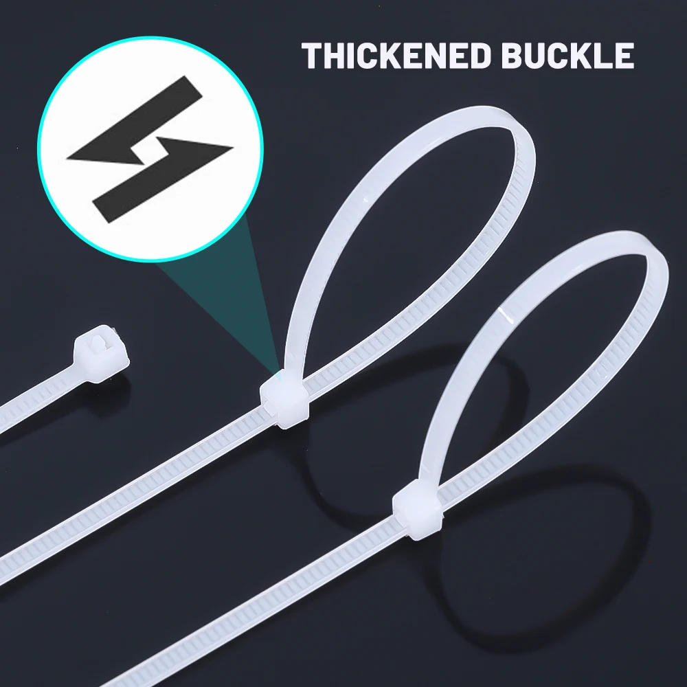 Description Picture 5 of itemSelf-locking Nylon Cable Ties Adjustable Cord Ties Fastening Loop Plastic Wire Ties  Fasteners For Home Office Wholesale