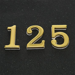 5cm 3D Self Adhesive House Door Number Gold Color Apartment Door Plates Stickers Signs for Hotel Office Address Door Label