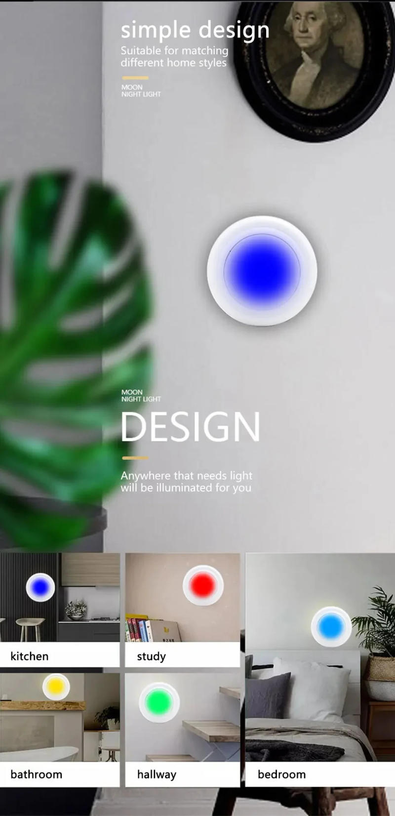 Description Picture 3 of item1-6pcs RGB LED Under Cabinet Light COB Night Light With Remote Control Cabinet Lights For Wardrobe Cupboard Closet Kitchen