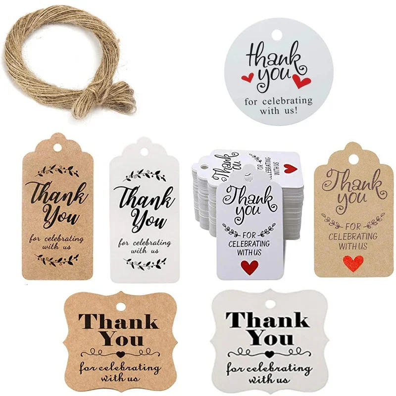 Description Picture 2 of item100pcs+20 meter rope handmade DIY hanging tag. Thank you for celebrating with us. Label gift baking, package decoration