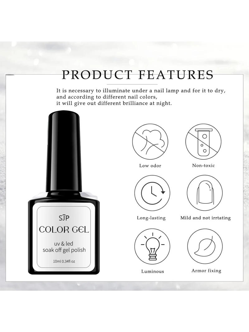 Description Picture 6 of item1 PCS Glow nail gel top coat, long lasting glow nail gel top coat for nail art, clear top coat, Perfect for Halloween parties