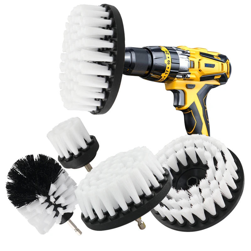 Description Picture 2 of item2/3.5/4/5'' Brush Attachment Power Scrubber Drill Brush Nylon Stain Polisher Bathroom Kit with Extender Universal Cleaning Tools