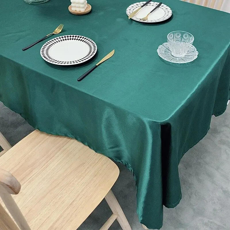 Description Picture 4 of itemRectangle Table Cloth Satin Tablecloth Overlays Wedding Christmas Baby Shower Birthday Banquet Decor Home Dining Table Cover