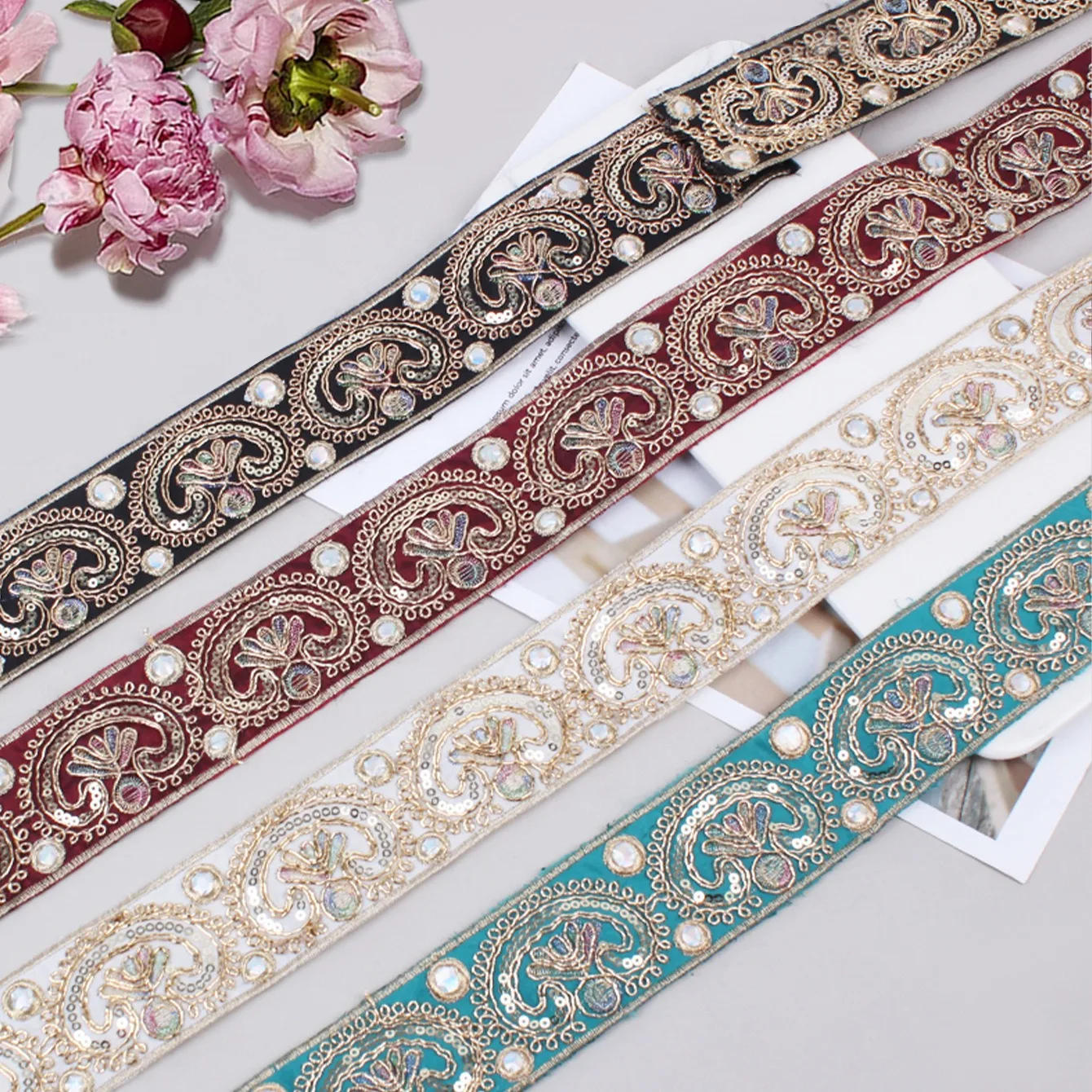 Description Picture 6 of itemEthnic Tapes for DIY Sewing, Sequin Ribbon, Clothing Accessories, 1 Yards