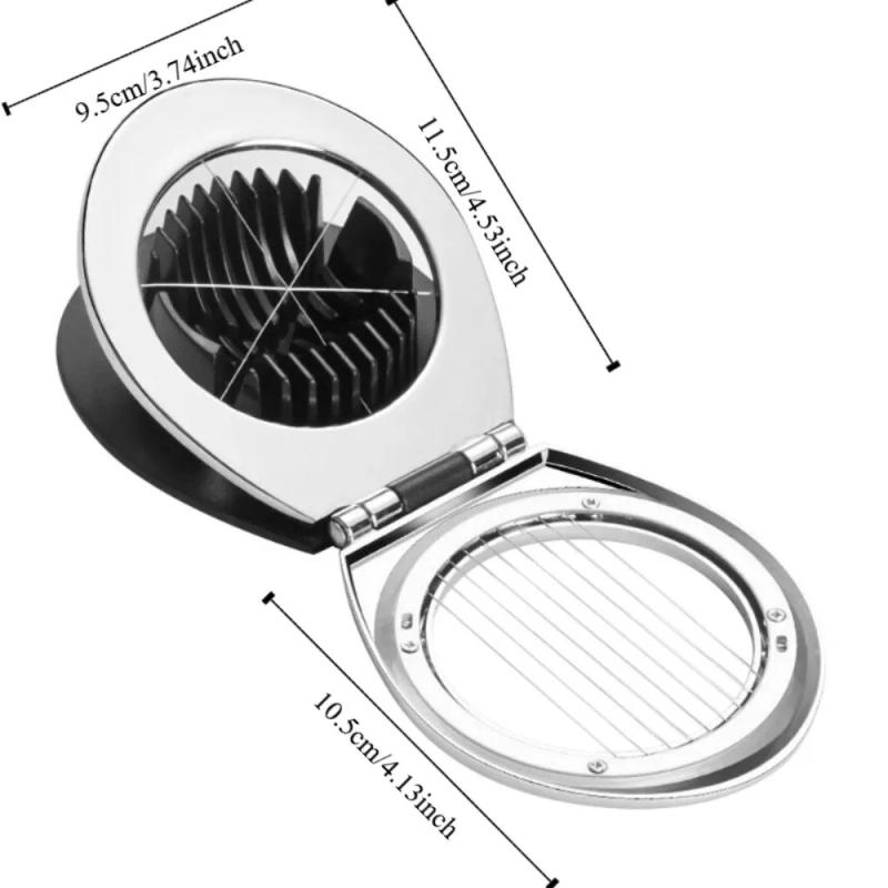 Description Picture 2 of itemKitchen Gadget 2 in 1 Egg Cutter Ergonomic Handle Japanese Style Egg Slicer Stainless Steel Rust-proof Strawberry Cutter Grapes