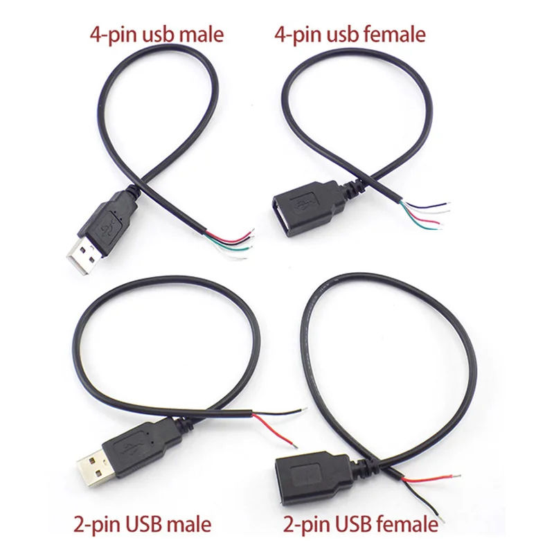 Description Picture 4 of item5 Types Wire Micro USB 2.0 Type-C AUX Mono Connector Power Supply Extension Cable Charger Male to Female 2-pin 4-pin Data Line