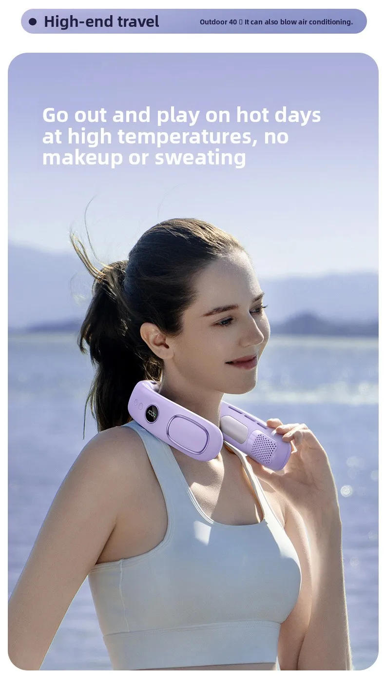 Description Picture 4 of item2025 New Upgrade Semiconductor Cooling Neck-hanging Fan Charging Bladeless Air Conditioner Outdoor Portable