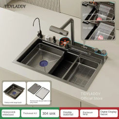 New Pull Out Waterfall Kitchen Sink Water Tap Kitchen Sink Multifunction Waterfall Kitchen Faucets Novel Kitchen Accessorie