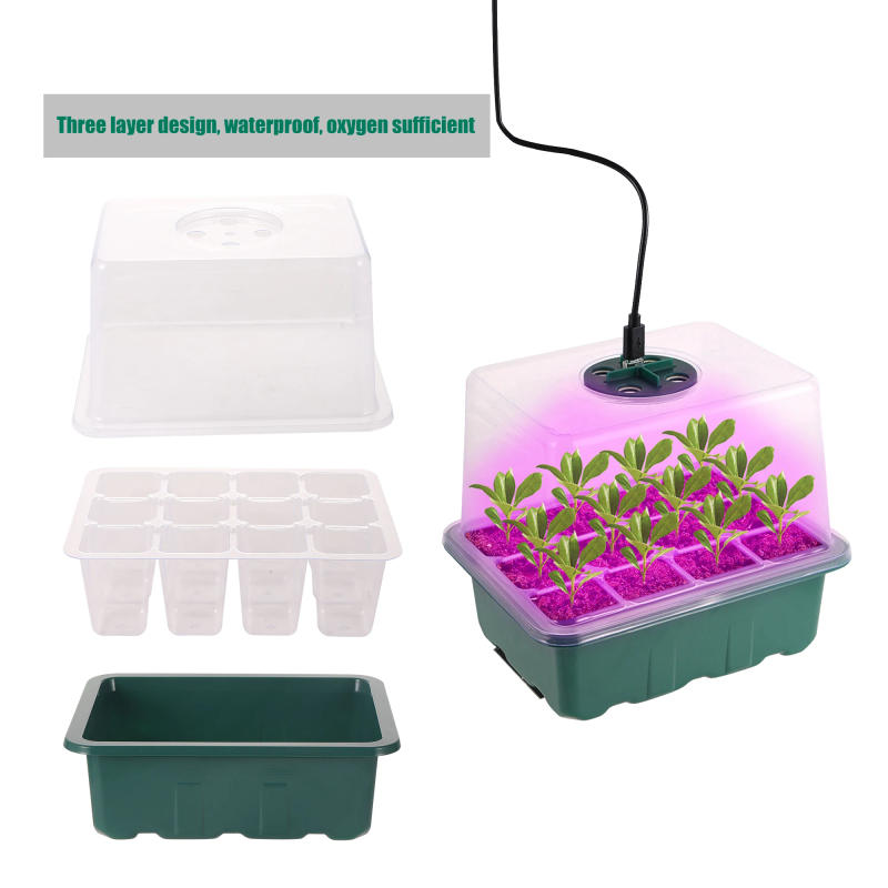 Description Picture 4 of itemHigher Cover Nursery Tray Box with Growing light 6/12 Cell LED Full Spectrum Seedling Succulent Flower Planting Germination Pot