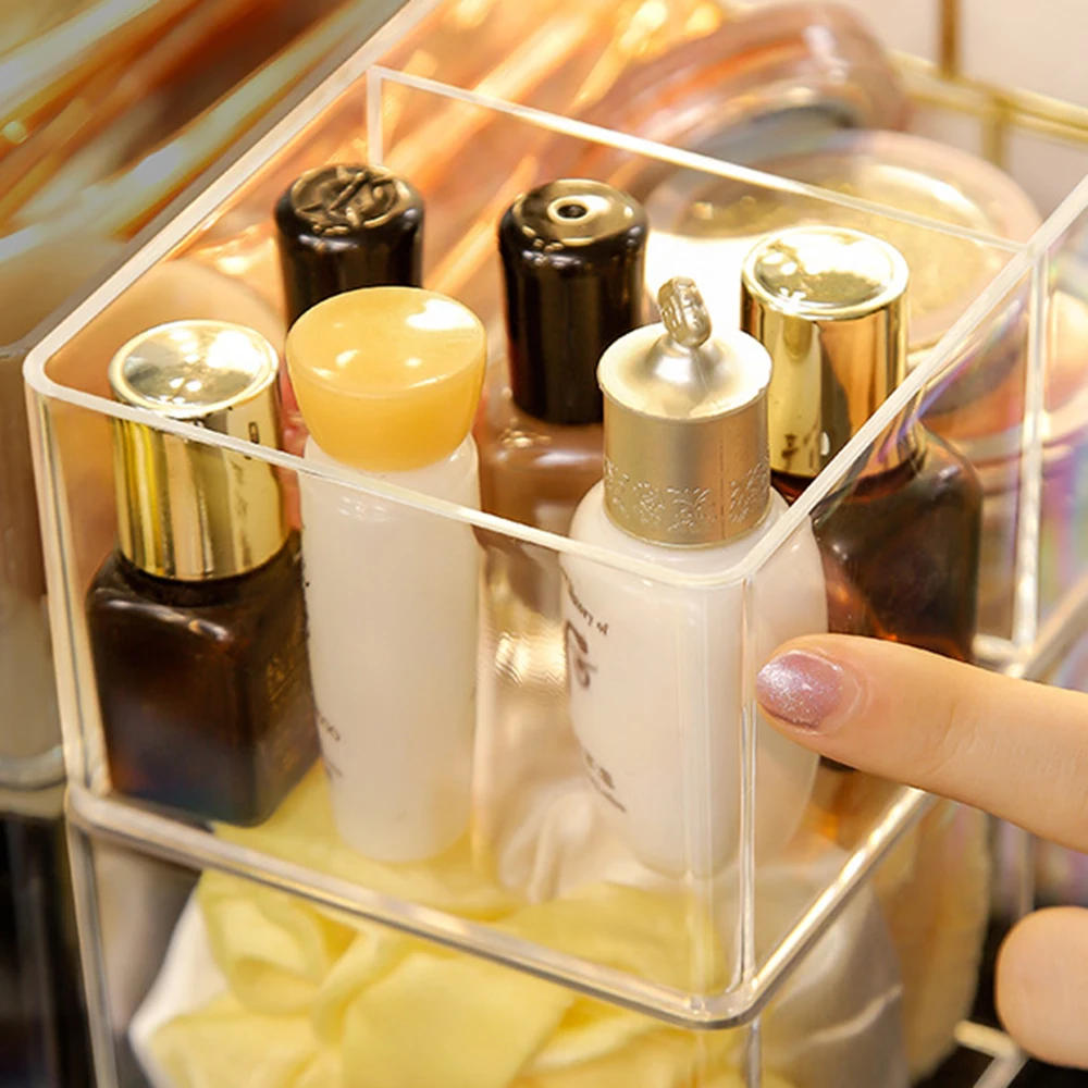 Description Picture 6 of itemClear Acrylic Makeup Layered Storage Box Dressing Table Cosmetic Lipstick Finishing Grid Box Desktop Drawer Storage Compartment