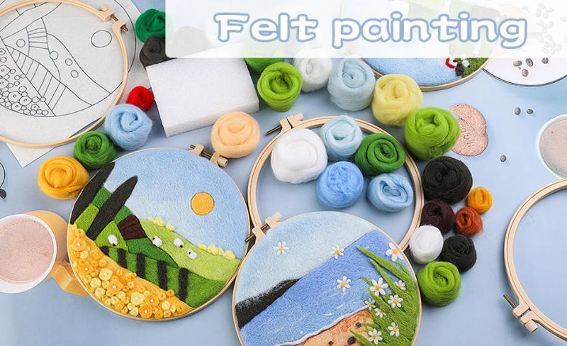 Description Picture 2 of itemCHENISTORY Wool Felting painting Landscape Pattern Needle Felting Painting Kits Beginners Handmade Diy Creative Making Decor