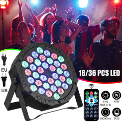 18/36 Led Rgb Full Color Flat Par Light Dmx 512 Dj Disco Party Sound Stage Lamp