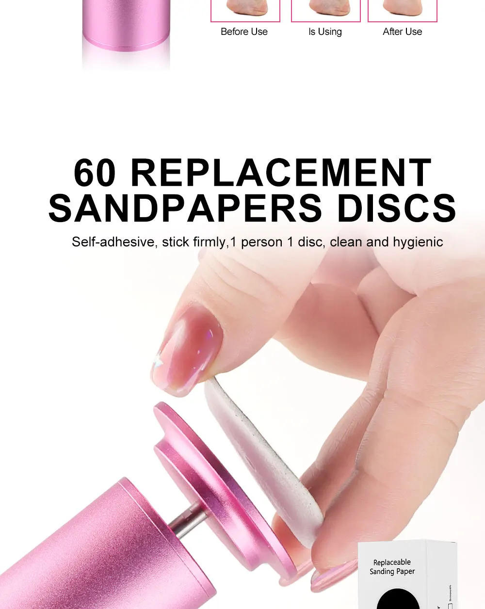 Description Picture 3 of itemHouselin Electric Callus Removal,Speed Controller,60 Replacement Sandpaper Disc Foot Tools for People with Dead and Cracked Skin