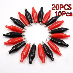 20/10pcs Metal Alligator Clip G98 Crocodile Electrical Clamp Testing Probe Meter Black Red with Plastic Boot Car Auto Battery