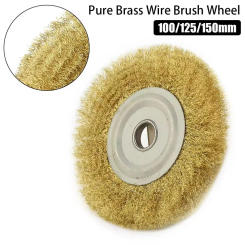 1Pcs Flat Type Copper Wire Wheel For Bench Grinder Metal Polishing Abrasive Tool Pure Brass Brush 100/125/150mm