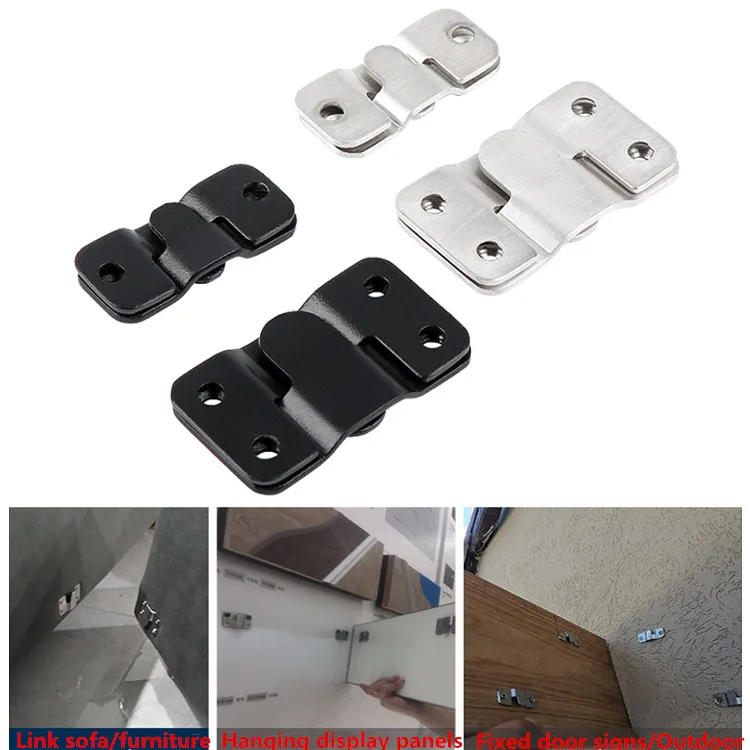 Description Picture 2 of item1pcs Stainless Steel Heavy Duty Picture Frame Hanger Photo Display Hooks Bed Interlocking Hanging Fasteners Furniture Connector