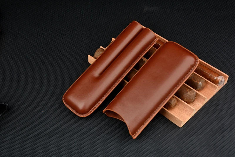 Description Picture 4 of itemPortable Cigar Case for Man-made Leather Cigar Holder, 2 Tube, Mini Box, Humidor, Smoking Accessory, 52 Ring