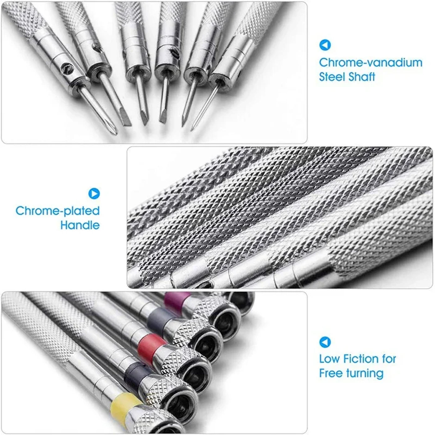 Description Picture 3 of item5pcs/set 0.8-1.6mm Steel Screwdriver for Watch Repairing Portable Watch Tools Band Removal with Mini Link Pins Watchmaker Tools