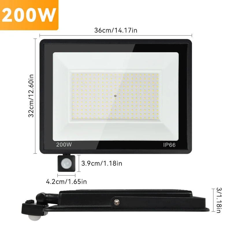 Description Picture 3 of itemLED PIR Motion Sensor Floodlight AC 220V 200W 150W 100W 50W 30W 20W 10W Outdoor IP66 Waterproof LED Spotlight For Garden Square