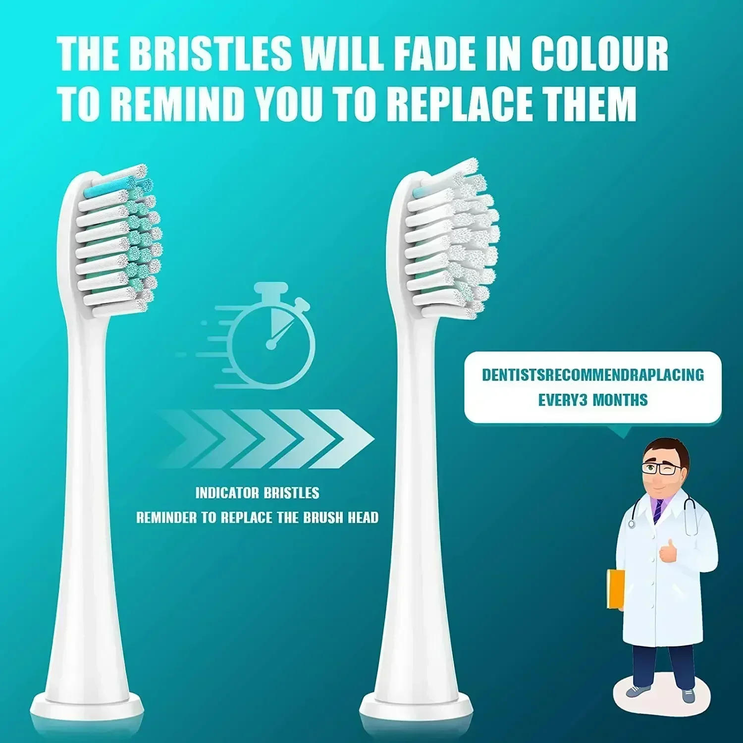 Description Picture 3 of item4 PCS Electric Toothbrush Replacement Heads Dupont Bristles Nozzles Tooth Cleaner Brush Head For Philips Sonicare HX3/6/9 Series