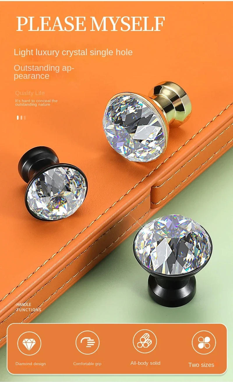 Description Picture 2 of item1Pcs Diamond Shape Crystal Cabinet Pulls Cupboard Drawer Knob Kitchen Cabinet Door Wardrobe Handles Furniture Hardware