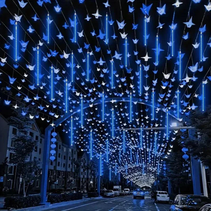 Description Picture 3 of item1/2/3/4 Set 30/50cm LED Meteor Shower Rain Light Holiday String Light Garden Light Christmas Wedding Decoration Party Fairy Lamp
