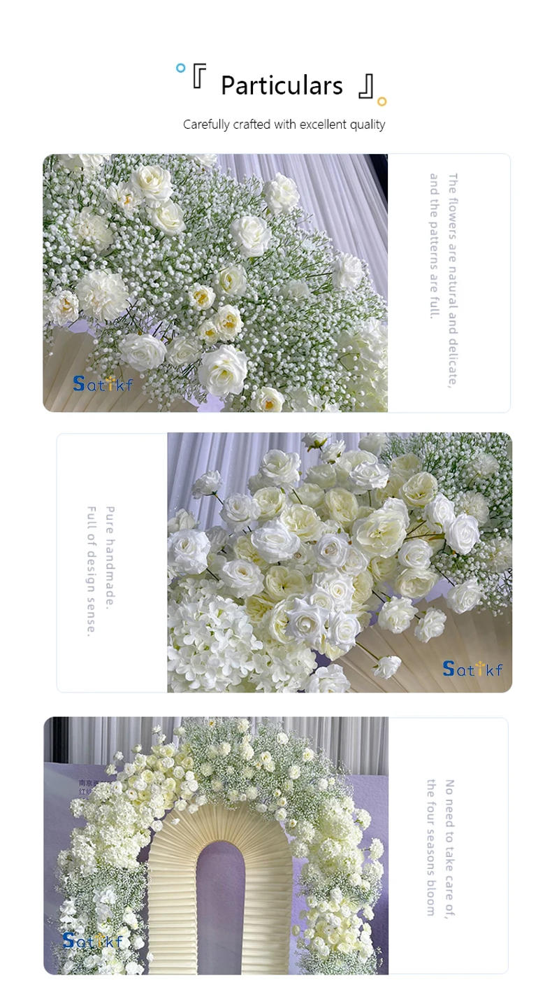 Description Picture 4 of itemLuxury 6m Baby breath Rose hydrangea Flower Arrangement Outdoor Wedding Backdrop Arch Decor Floral Row Runner Event Party Props