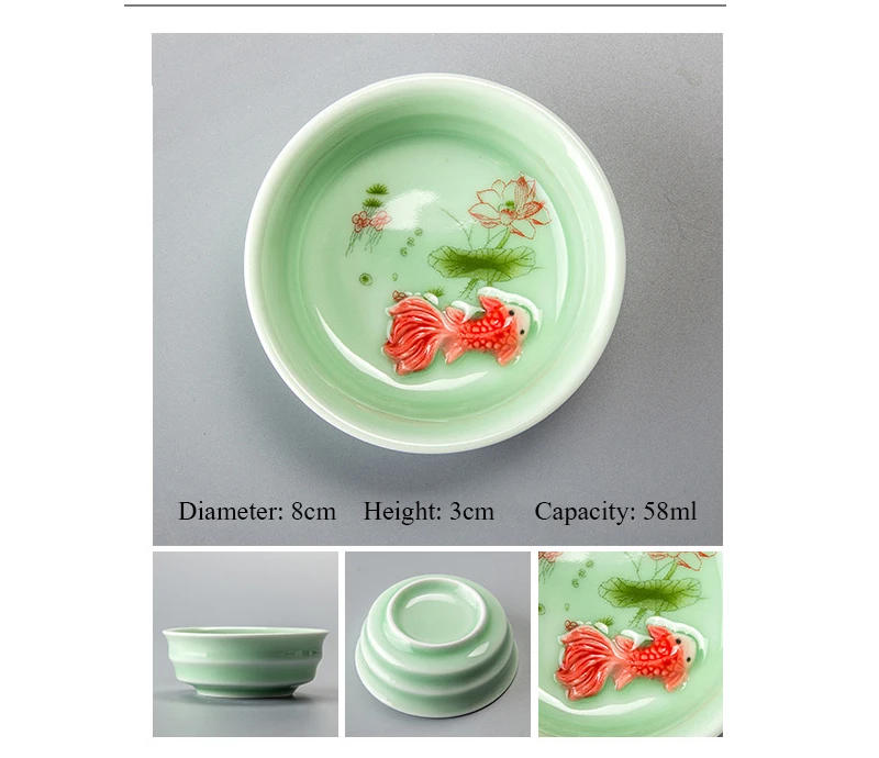 Description Picture 6 of itemChinese Tea Cup Porcelain Celadon Fish Teacup Set Teapot Drinkware Ceramic China Kung Fu Tea Set Ceramic cup Chinese gift