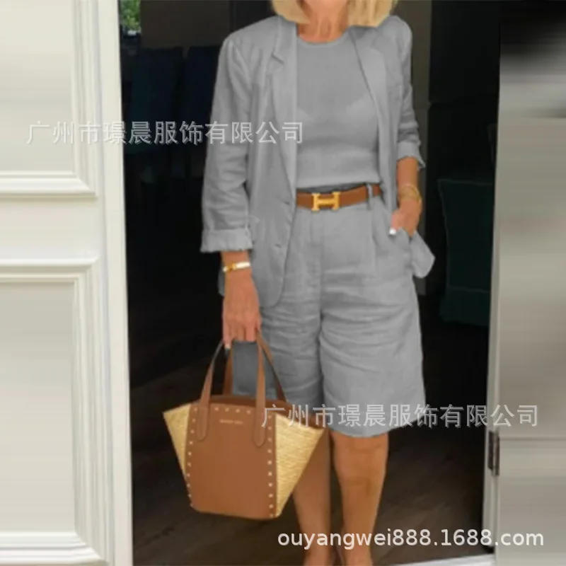 Description Picture 5 of itemWomen's Tracksuit Shirt Shorts Two Piece Set Summer Loose Cardigan Tops Mini Shorts Suit Female 2023 New Causal Ladies Outfits