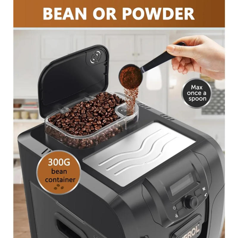 Description Picture 4 of itemAutomatic Espresso Coffee Machine, 19 Bar Barista Pump Coffee Maker with Grinder and Manual Milk Frother Steam Wand