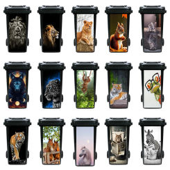Fierce Animals Bin Sticker Trash Can Sticker Self Adhesive Wild Animal Outdoor Garbage Sticker House Fridge Bin Art Mural Decals