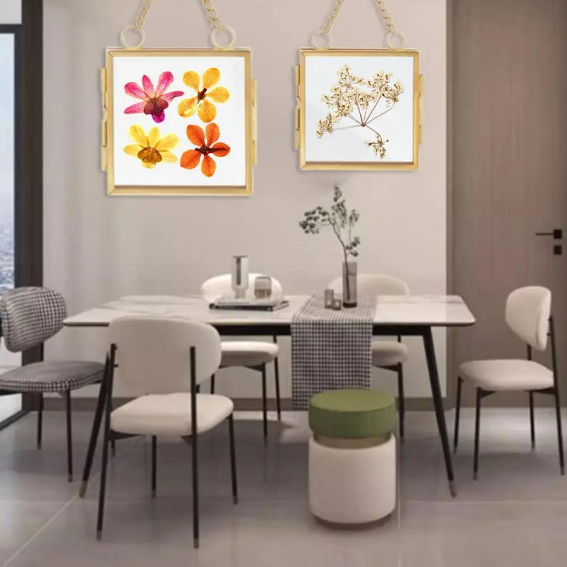 Description Picture 2 of itemSimple Pure Copper Metal Photo Picture Frame Transparent High Translucent Glass Photo Frame DIY Hanging Display Shelf Wall Decor