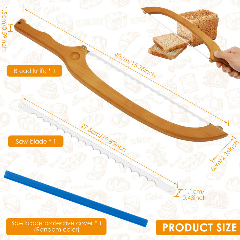 Description Picture 3 of itemWooden Bread Bow Knife Bow Bread Knife for Sourdough with Wooden Handle Bread Slicer for Homemade Bread Sourdough Bread Cutter