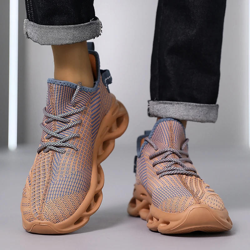 Description Picture 4 of itemMen Shoes Comfortable Sneakers Breathable For Mesh Tennis Sports Running Waling Outdoor Red Flying Weave Women Slip-on Gym Shoes