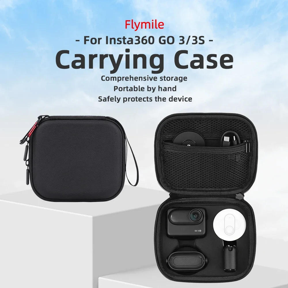 Description Picture 2 of itemFlymile Carrying Case For Insta360 GO 3/GO 3S PU/Nylon Shell Storage Bag Body Protective Sports Camera Accessory With Carabiner