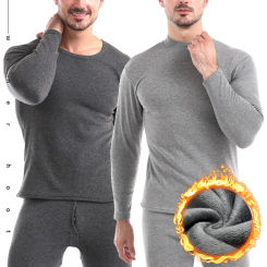 2pcs/Set Men Winter Fleece-Lined Underwear Thermal Long Johns Thicken Warm Tops Pants Soft Comfortable Pajamas Man Clothing