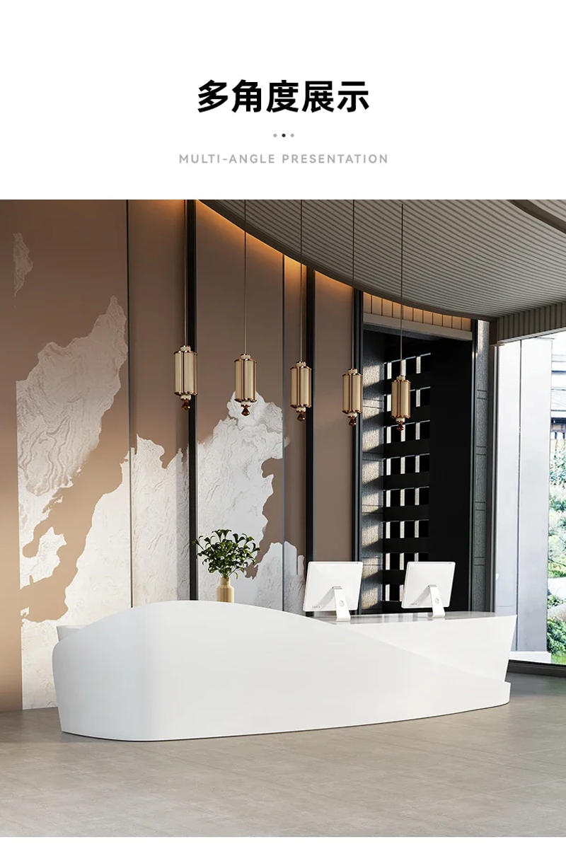 Description Picture 6 of itemCounter Reception Desk Modern Cashier Table Spa Restaurant Front Desk Standing Cabinet Console Theke Rezeption Luxury Furniture