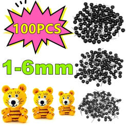 100/50PCS Black Eyes Dolls Glass Eyes 1/2/3/4/5/6mm Needle Felting Teddy Bears Dolls Animals Black Eyes Dolls Toys Accessories