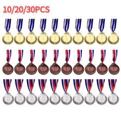 10/20/30pcs Metal Award Medals with Neck Ribbon Gold Silver Bronze Prizes Award Medal for Sports Competition Games Souvenir Gift