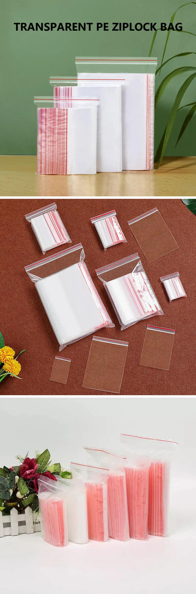 Description Picture 4 of itemSmall Zip Lock Plastic Bags Reclosable Transparent Bag Vacuum Storage Bag Clear Bags Ziplock Food Storage Bags plastic zip bag