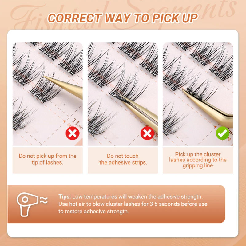 Description Picture 6 of itemLashtalk Fishtail Segments Lashes Self Adhesive DIY False Eyelash No Glue Remover Needed One-Step Reusable Pre-Glued 60 Clusters
